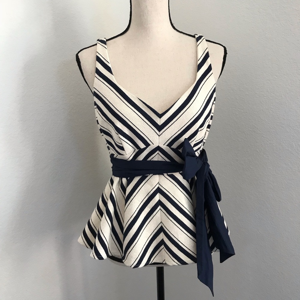 Anthro MAEVE Peplum Top with Bow belt Sz 6